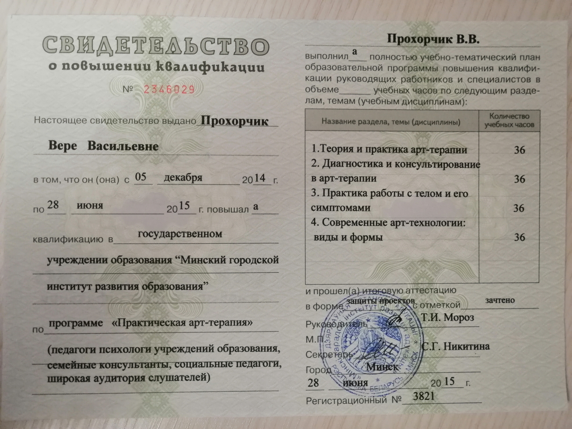 Практическая арт-терапия
Выдан: Академия последипломного образования